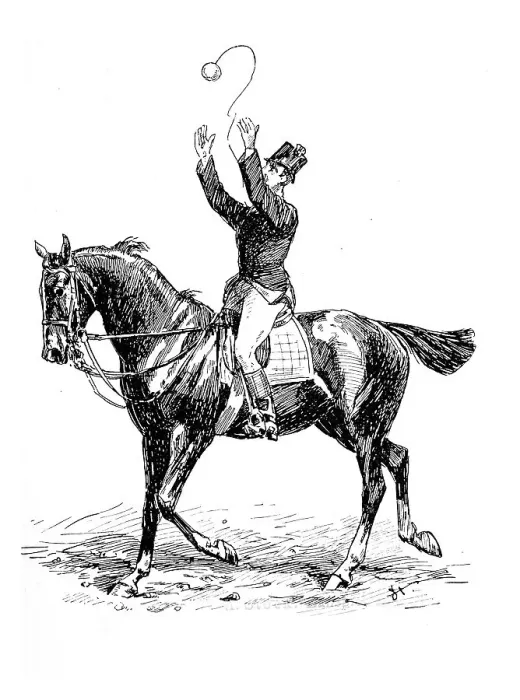 Framed Print : Ball game on horseback, Modern Art in Master Woodcuts