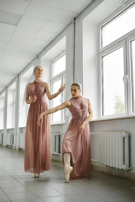 Framed Print : Two ballerinas in the corridor repeat movements Framed Print : Two ballerinas in the corridor repeat movements