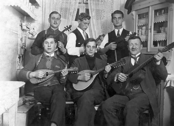 Framed Print : Band of musicians, historical image, ca. 1930
