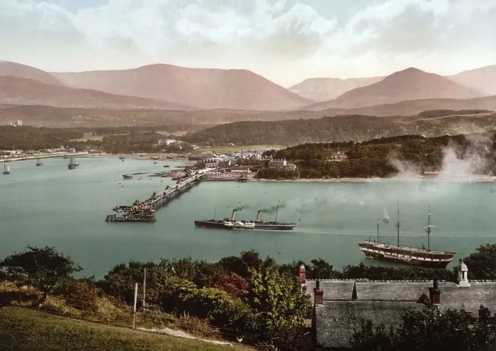 Framed Print : Bangor in 1880, town in north-west Wales Framed Print : Bangor in 1880, town in north-west Wales