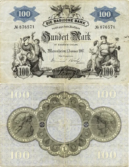 Framed Print : Banknote, Banknote, Banknote, Badische Bank