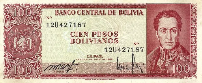 Framed Print : Banknote from Bolivia, 100 Pesos Framed Print : Banknote from Bolivia, 100 Pesos