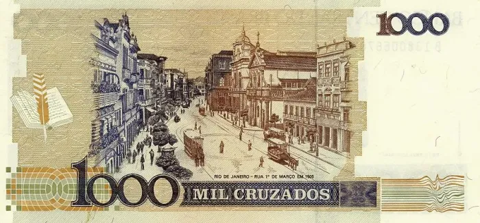 Framed Print : Banknote from Brazil, 1000 Cruzados