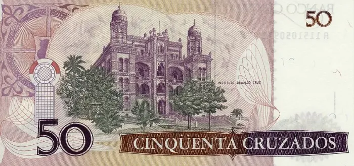 Framed Print : Banknote from Brazil, 50 Cruzados