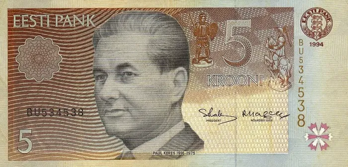 Framed Print : Banknote from Estonia, 5 kroon Framed Print : Banknote from Estonia, 5 kroon