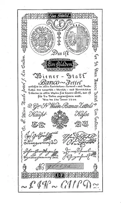 Framed Print : Bankozettel from 1800, Bancozettel was the name of the first banknotes in Germany and Austria