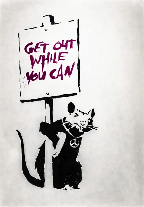 Framed Print : Banksy - Get Out While You Can Framed Print : Banksy - Get Out While You Can