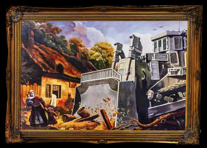Framed Print : Banksy - Destruction of the Palestinian Livelihood Walled Hotel