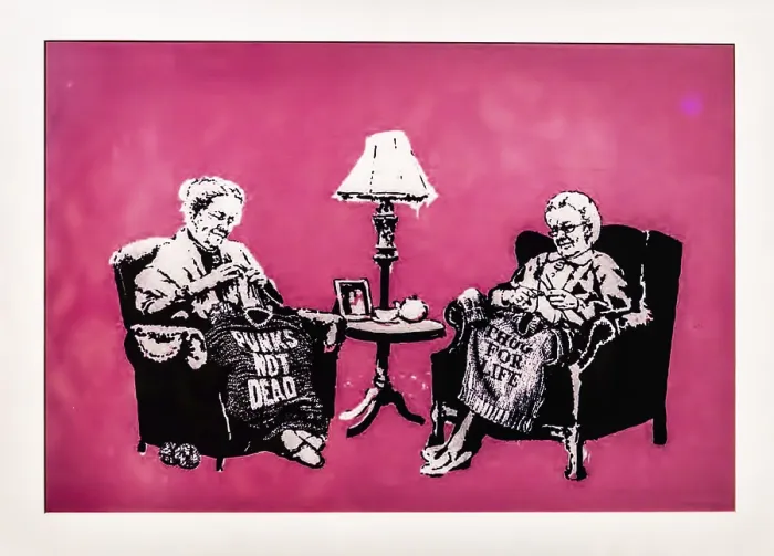 Framed Print : Banksy - Grannies Punks, 2006, exhibition The World of Banksy