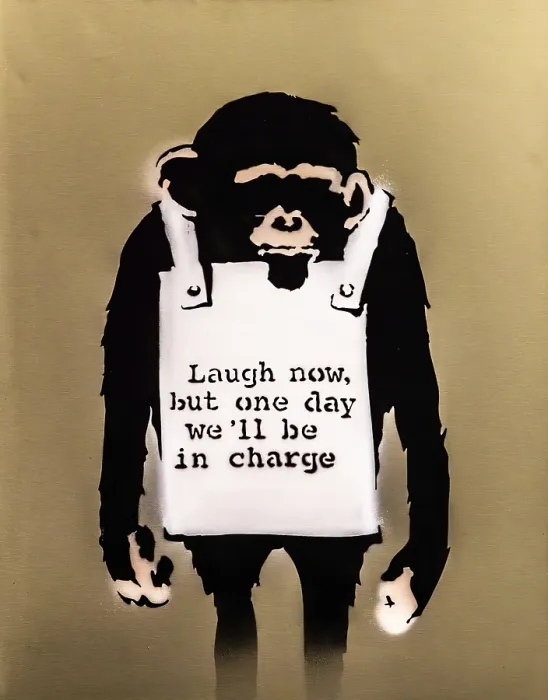 Framed Print : Banksy - Laugh Now, Rethinking Power Relations