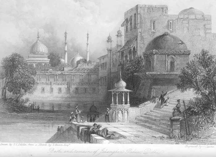 Framed Print : Baoli and remains of Jehanghir's palace, Delhi, India, Asia
