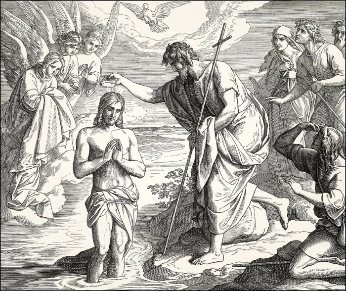 Framed Print : The baptism of Jesus by John the Baptist
