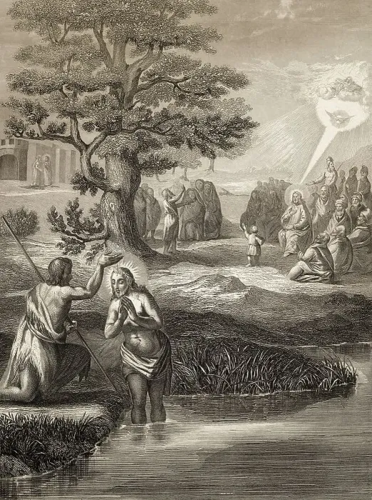Framed Print : Baptism of Jesus by John the Baptist at the Jordan river Framed Print : Baptism of Jesus by John the Baptist at the Jordan river