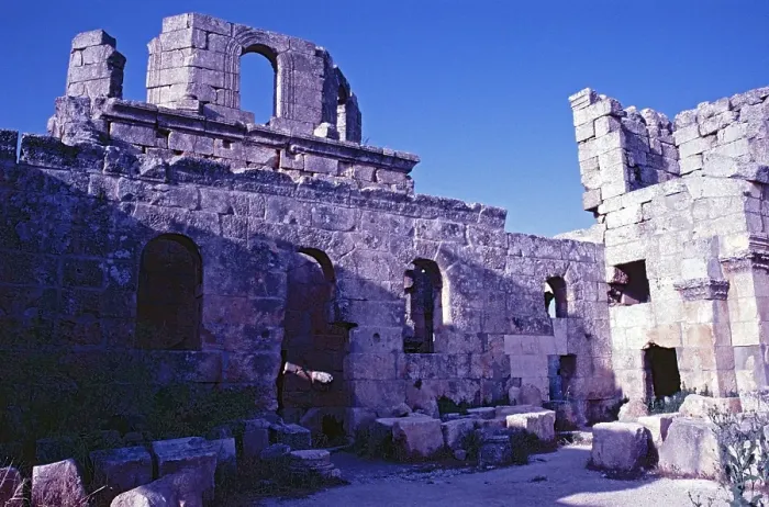 Framed Print : Baptistery, baptistery, interior photograph, Monastery of St Simeon Stylites, Qalʿat Simʿan, near Aleppo, Syria, May 1987, vintage, retro, old, historical, Asia