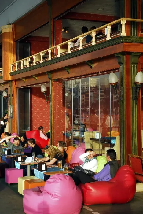 Framed Print : Bar cafe terrace on the Galata bridge
