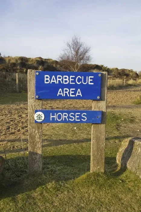 Framed Print : Barbecue Area and Horses direction sign Framed Print : Barbecue Area and Horses direction sign