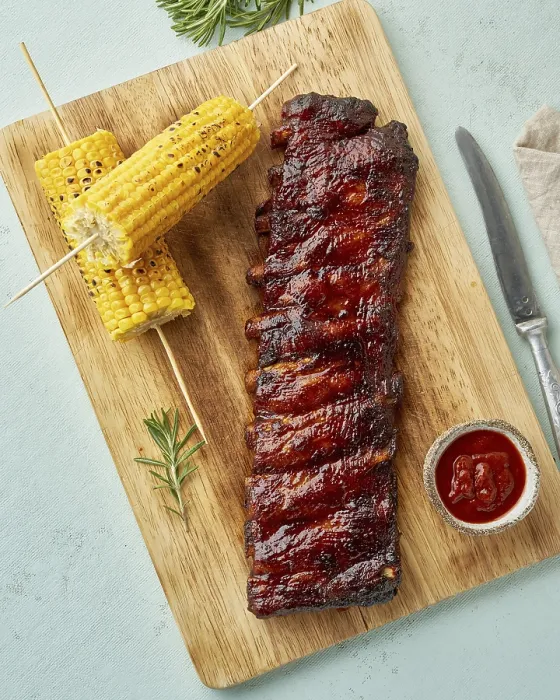 Framed Print : Barbecue pork ribs. Slow cooking recipe