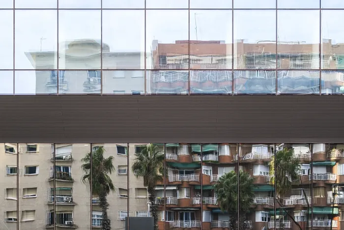 Framed Print : Barcelona, Catalonia, Spain: Abstract detail of contemporary building in a financial area