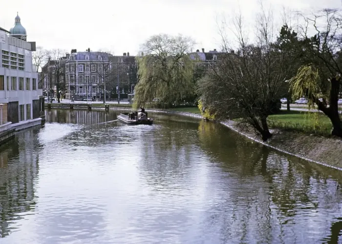 Framed Print : Barge with bulk goods on the canal in the city centre of Amsterdam, Netherlands 1973