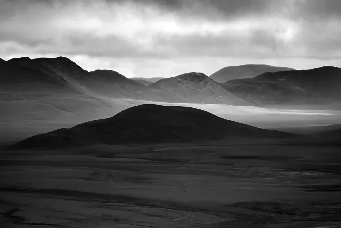 Framed Print : Barren, mountainous landscape with light and shades Framed Print : Barren, mountainous landscape with light and shades