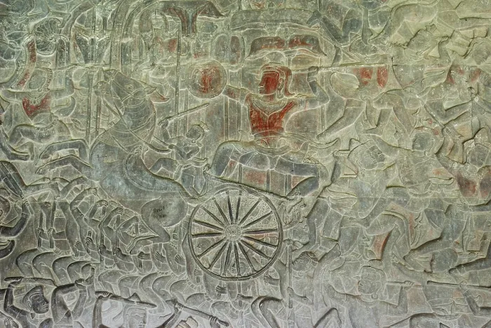 Framed Print : Bas-relief showing a battle scene Framed Print : Bas-relief showing a battle scene