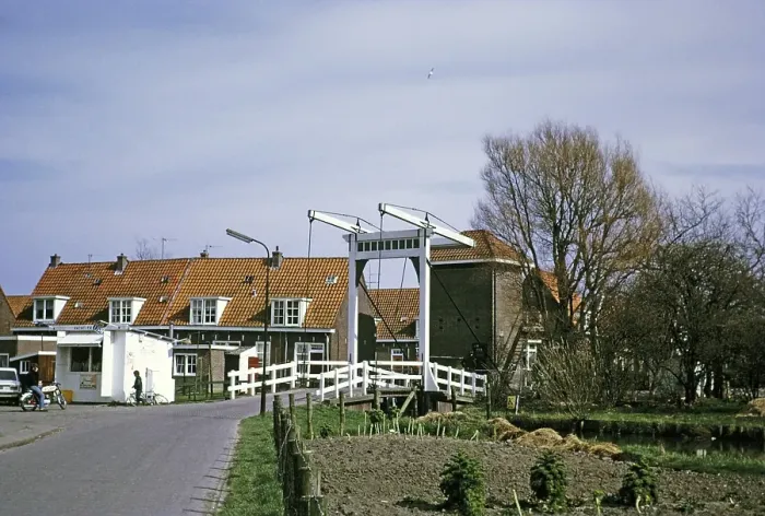 Framed Print : Bascule bridge and traditional village houses in Marken, Netherlands, 1973