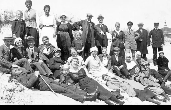 Framed Print : Bathing group on the beach, funny Framed Print : Bathing group on the beach, funny