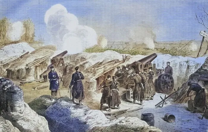 Framed Print : Battery of Prussian mortars in front of Fort Double Couronne Framed Print : Battery of Prussian mortars in front of Fort Double Couronne