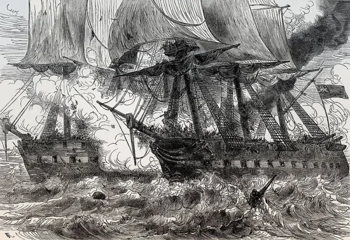 Framed Print : Battle of Boston Harbor on 1 June 1813 between HMS Shannon and of USS Chesapeake