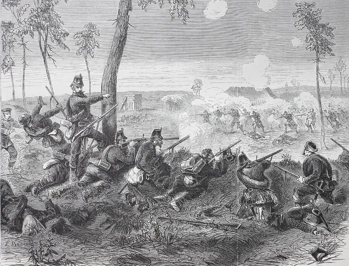 Framed Print : Battle between the communes of Chevilly and Villejuif near Paris on 30 September 1870