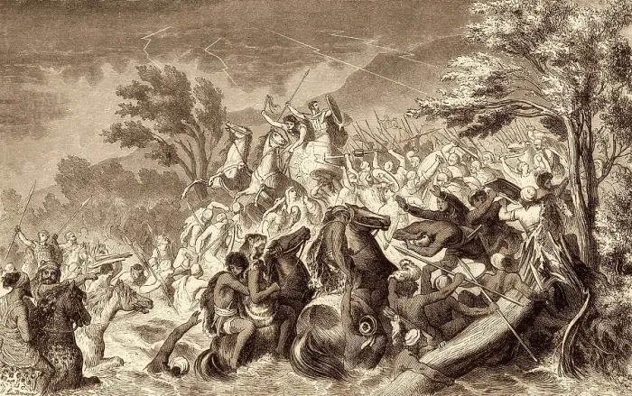 Framed Print : The Battle of the Crimissus, between Carthaginian and Syracusan armies in 339 BC