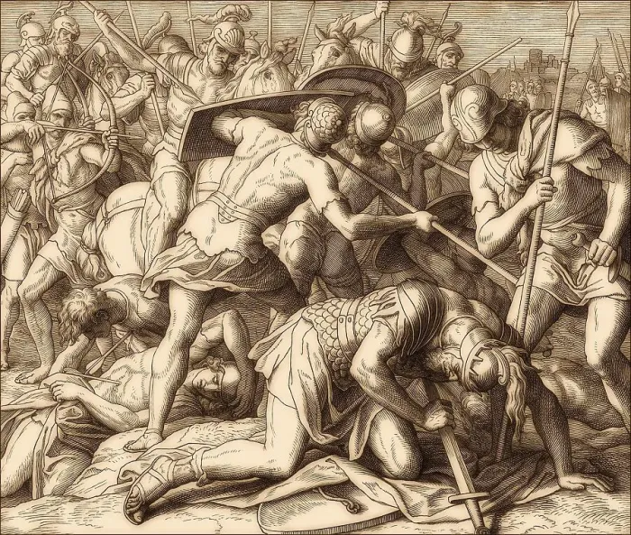 Framed Print : Battle of Gilboa, death of Saul Framed Print : Battle of Gilboa, death of Saul