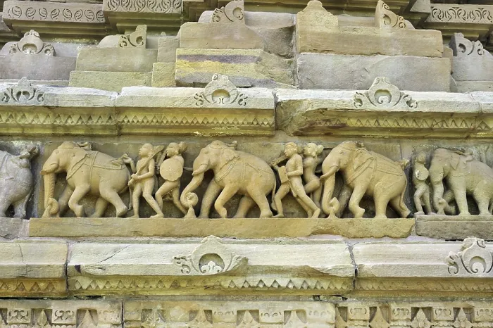 Framed Print : Battle on lakshmana temple Khajuraho madhya pradesh India