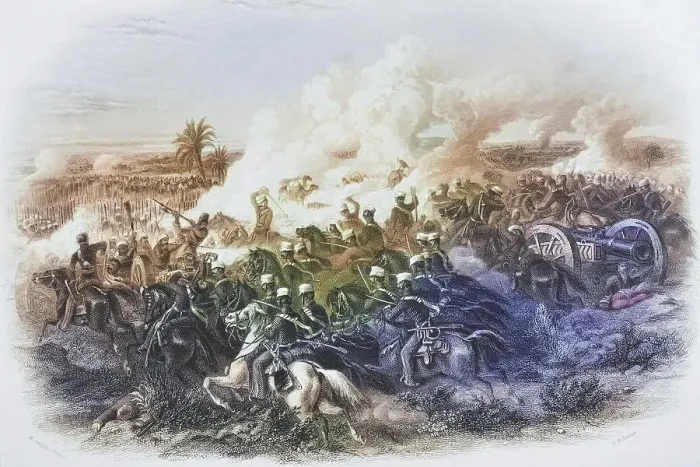 Framed Print : The Battle of Moodkee in India Framed Print : The Battle of Moodkee in India