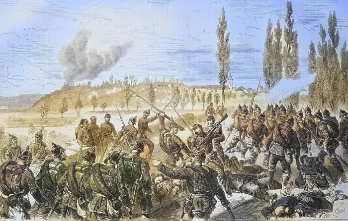 Framed Print : Battle near Etuz on the Oignon at 22 October 1870 Framed Print : Battle near Etuz on the Oignon at 22 October 1870