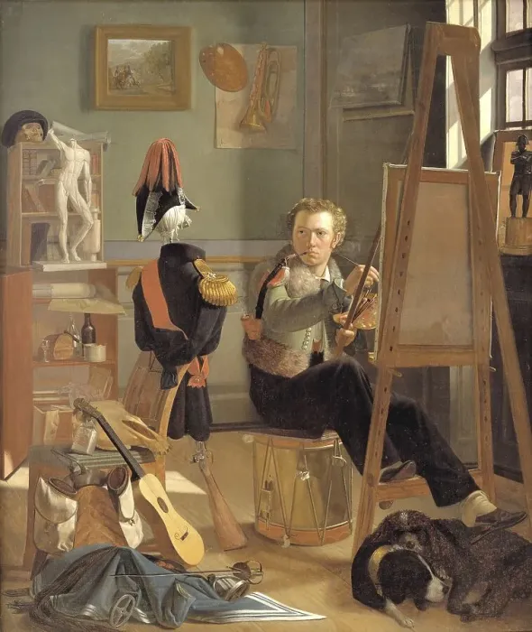 Framed Print : The battle painter Juergen Sonne (1801-1890) in his studio
