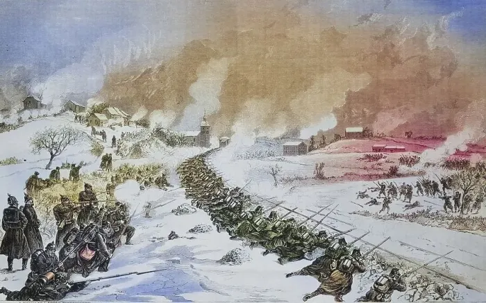 Framed Print : Battle at the railway embankment at Bethoncourt