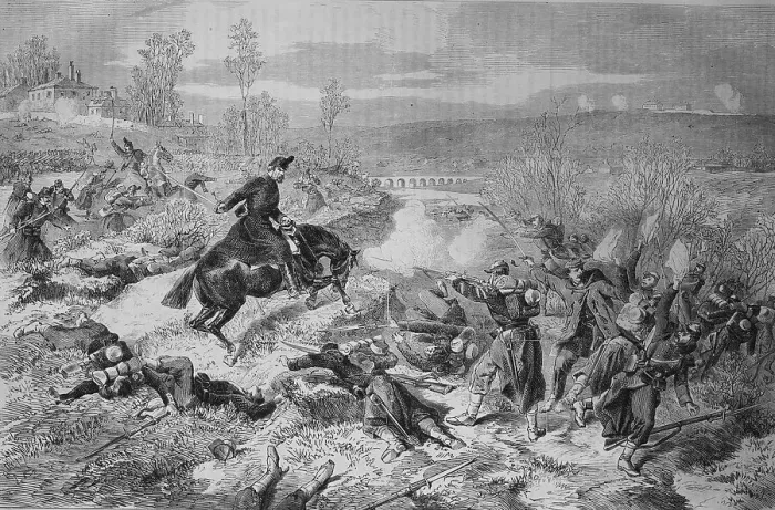 Framed Print : Battle scene, Illustrierte Kriegschronik 1870 - 1871