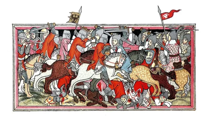Framed Print : Battle scene from the time of the Battle of MUehldorf