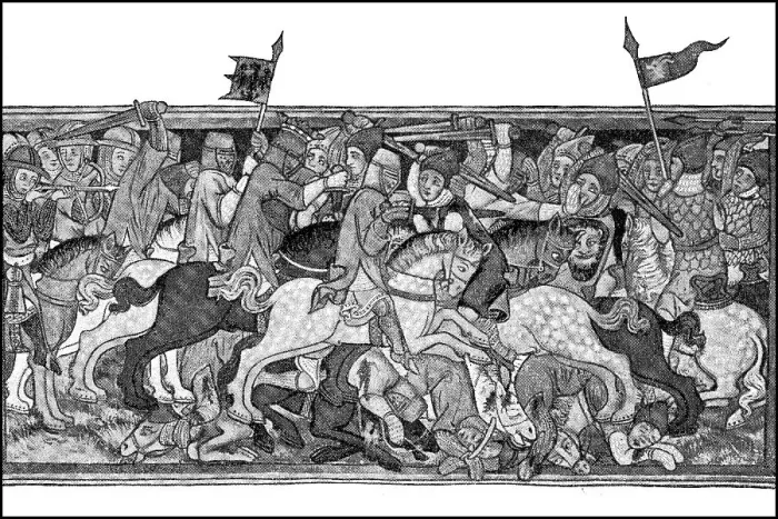 Framed Print : Battle scene from the time of the Battle of Muehldorf