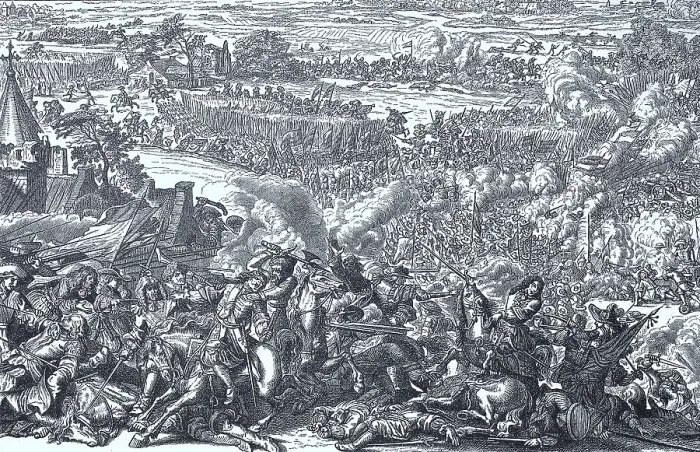 Framed Print : Battle of Seneffe 1674 between French troops on one side and imperial units