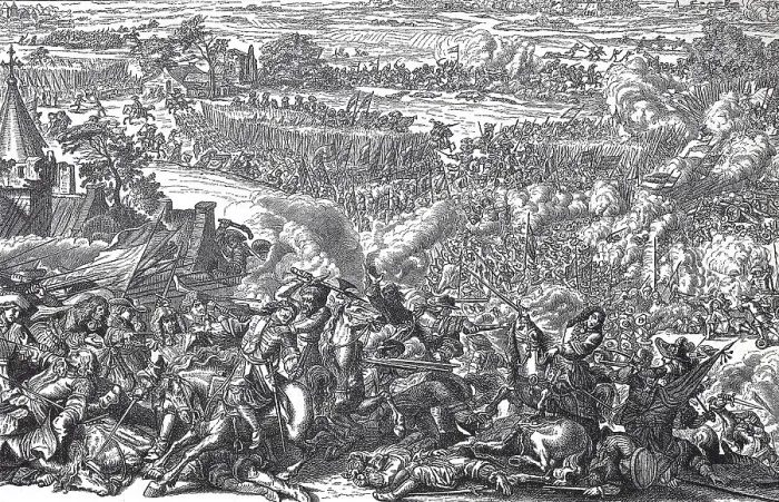 Framed Print : Battle of Seneffe in 1674 between French troops on one side and imperial units