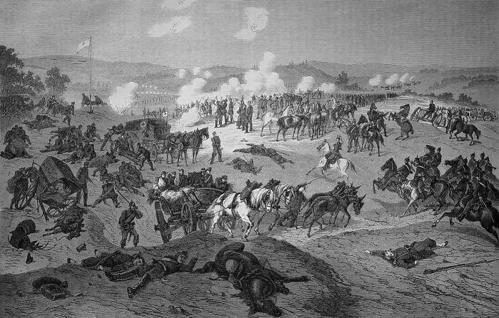 Framed Print : Battle and Supply Station for Wounded Soldiers at Nouart on August 29th