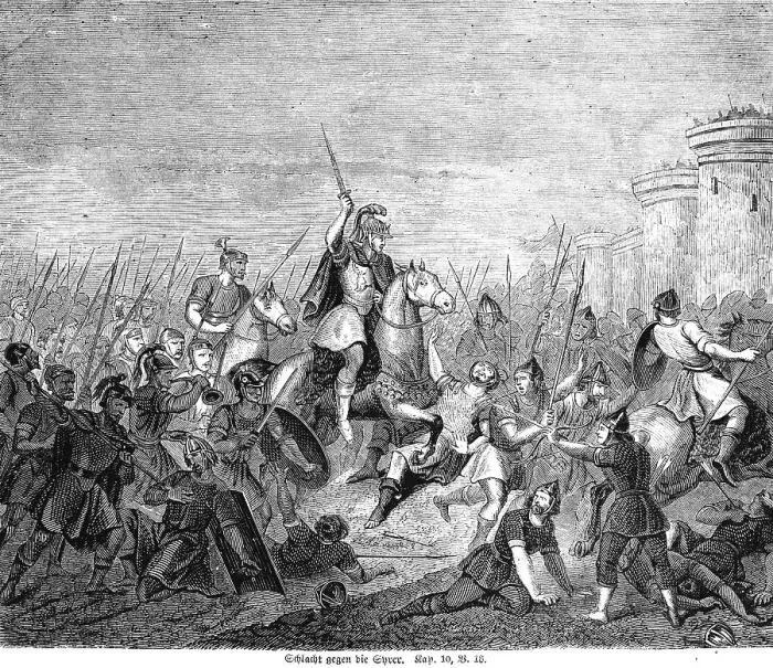 Framed Print : Battle against the Syrians, flee
