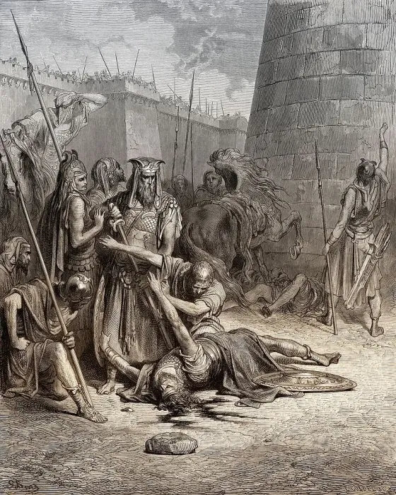 Framed Print : Battle of Thebaz, Death of Abimelech