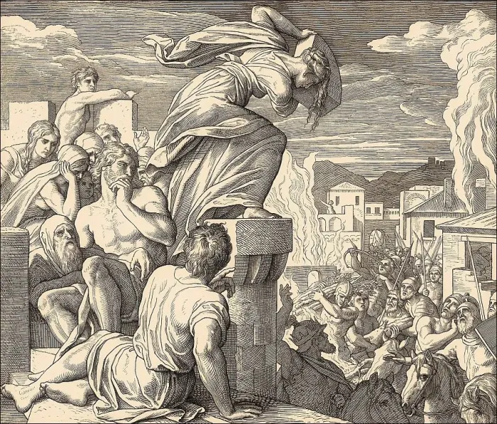 Framed Print : Battle of Thebaz, Death of Abimelech