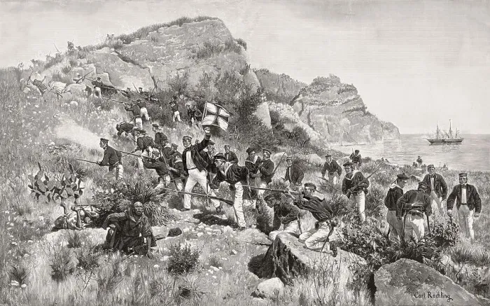 Framed Print : The Battle of Tres Forcas on 7 August 1856 Framed Print : The Battle of Tres Forcas on 7 August 1856
