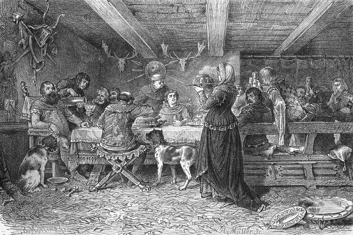 Framed Print : The Bavarians in the Mark, eating in the hall Framed Print : The Bavarians in the Mark, eating in the hall