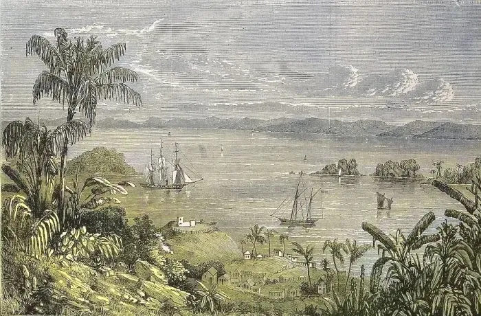 Framed Print : The Bay of Samana in 1869, Santa Barbara de Samana