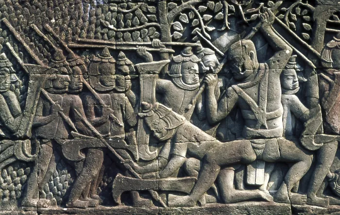 Framed Print : The Bayon was originally the official state temple of the Mahayana Buddhist King Jayavarman VII